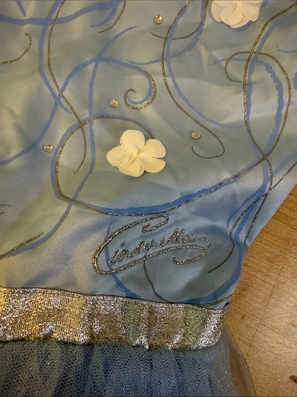 Disney Jumping Beans Princess Dress Girls Size 7 Blue Tulle Floral Cinderella